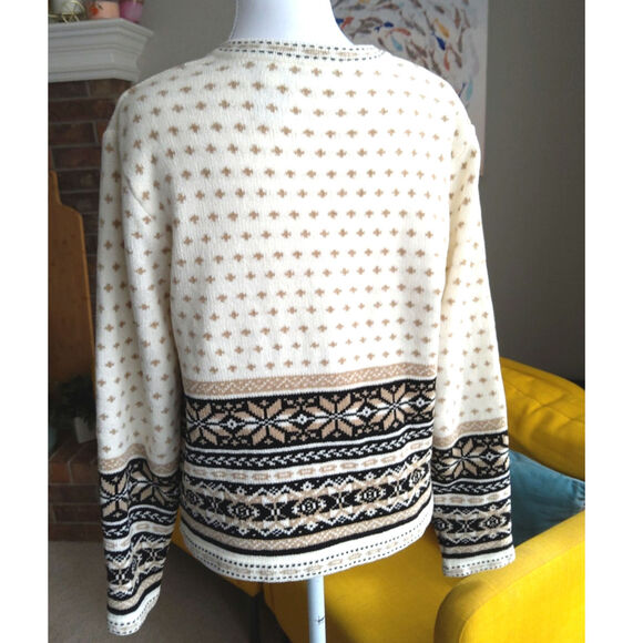 Women's Fair Isle Nordic sweater cardigan w/ornate silver clasps size S/M soft - Picture 3 of 8
